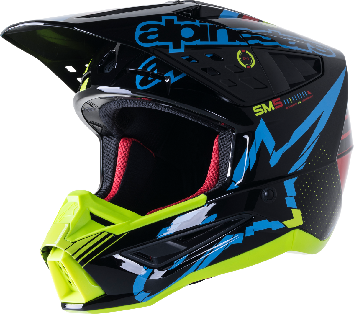S M5 Action Helmet Black/Cyan/Fluo Yellow 2x