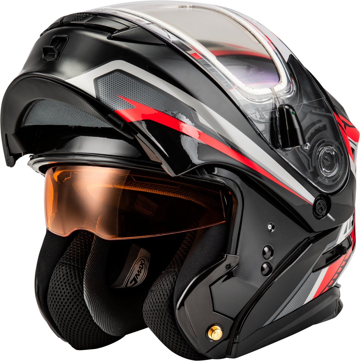 Md 01s Transistor Snow Helmet W Electric Shield Black/Red Lg
