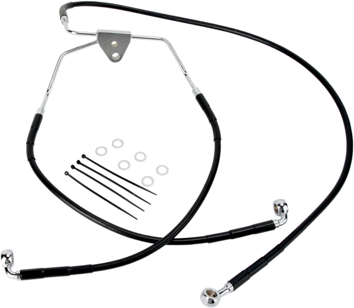 DRAG SPECIALTIES Brake Line - Front - Black - +8" - FLH '96-'07 660411-8BLK