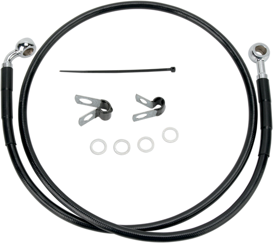 DRAG SPECIALTIES Brake Line - Front - Black - +4" - XL 660310-4BLK