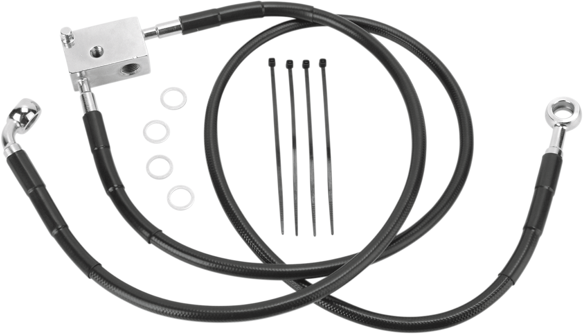 DRAG SPECIALTIES Brake Line - Front - Black - +2" - Softail '00-'03 640221-2BLK