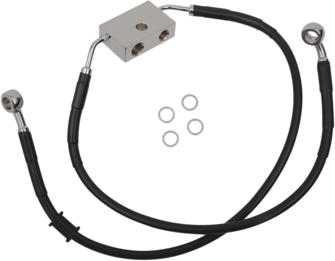 DRAG SPECIALTIES Brake Line - Front - +6" - Black - XL 614743-6BLK