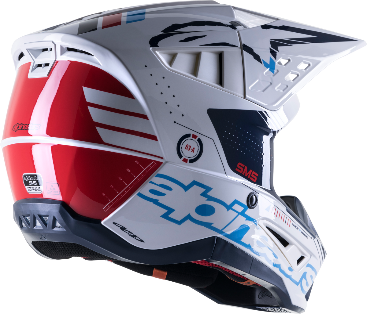 S M5 Action Helmet White/Cyan/Blue Lg