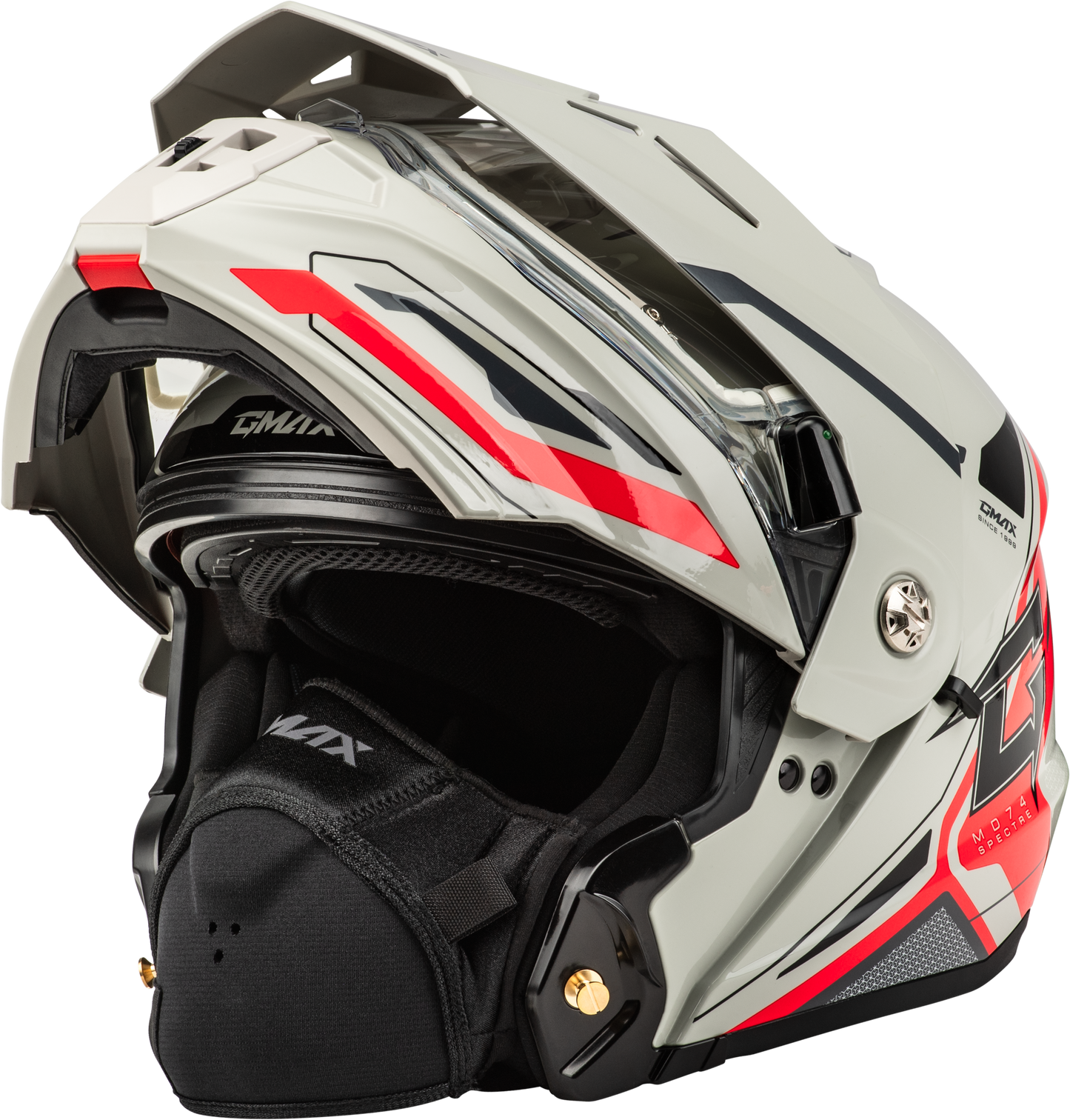Md 74s Spectre Snow Helmet W/ Electric Shield White/Red 2x