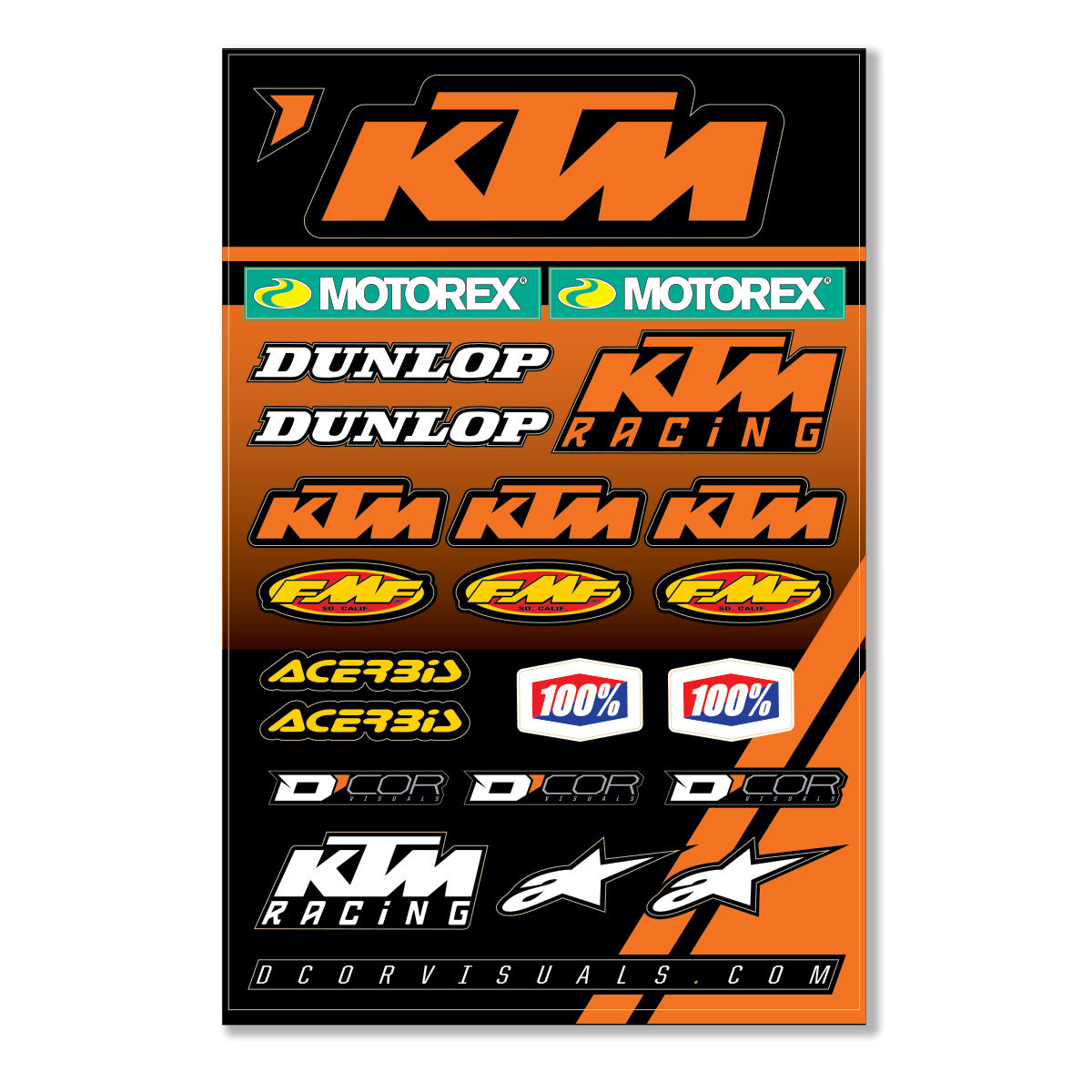 Ktm Racing Decal Sheet 12 Mil Ktm Racing Decal Sheet