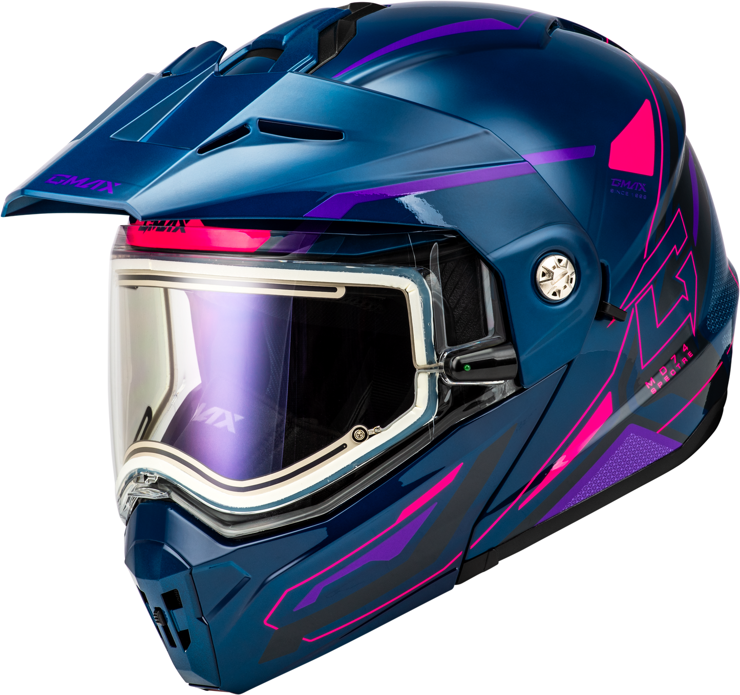Md 74s Spectre Snow Helmet W/ Elec Shld Blue/Pink/Purple Lg