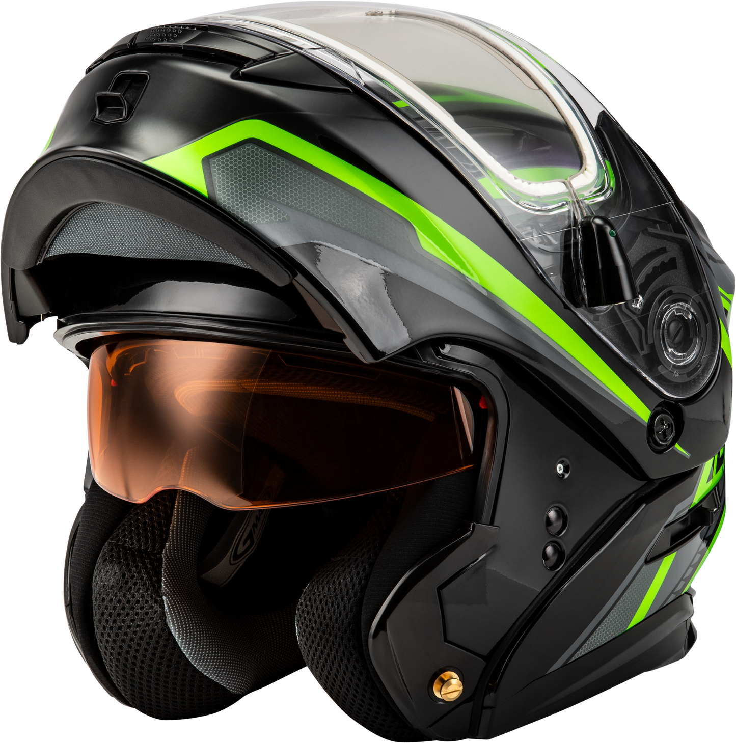 Md 01s Transistor Snow Helmet W Elec Shld Blk/Grey/Green Xs