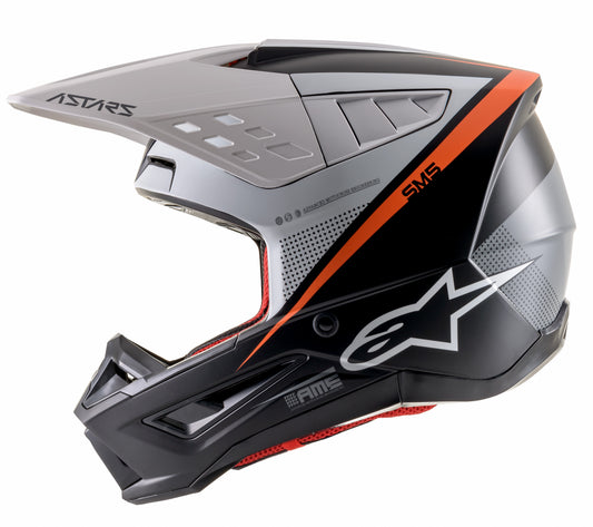 S M5 Rayon Helmet Matte Blk/Wht/Orange Fluo Md
