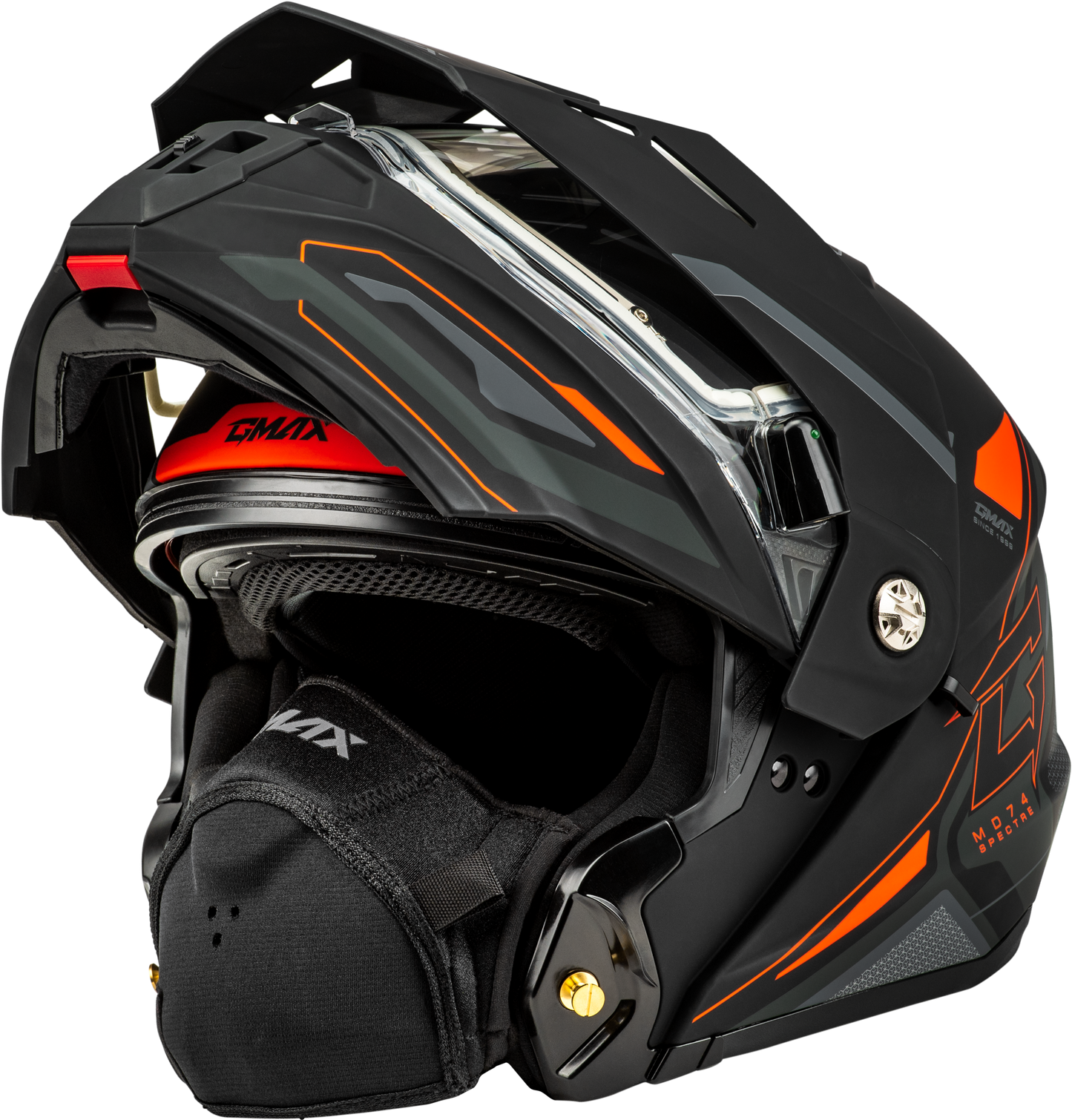 Md 74s Spectre Snow Helmet W/ Elec Shield Matte Black/Red Sm