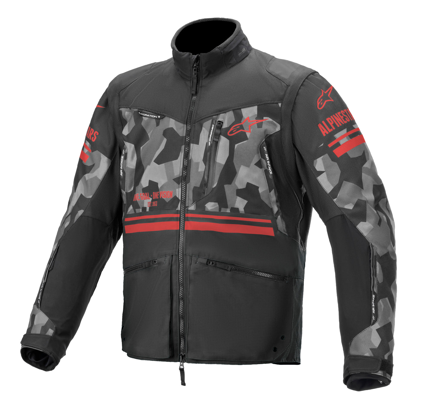 Venture R Jacket Grey Camo/ Red Fluo Lg