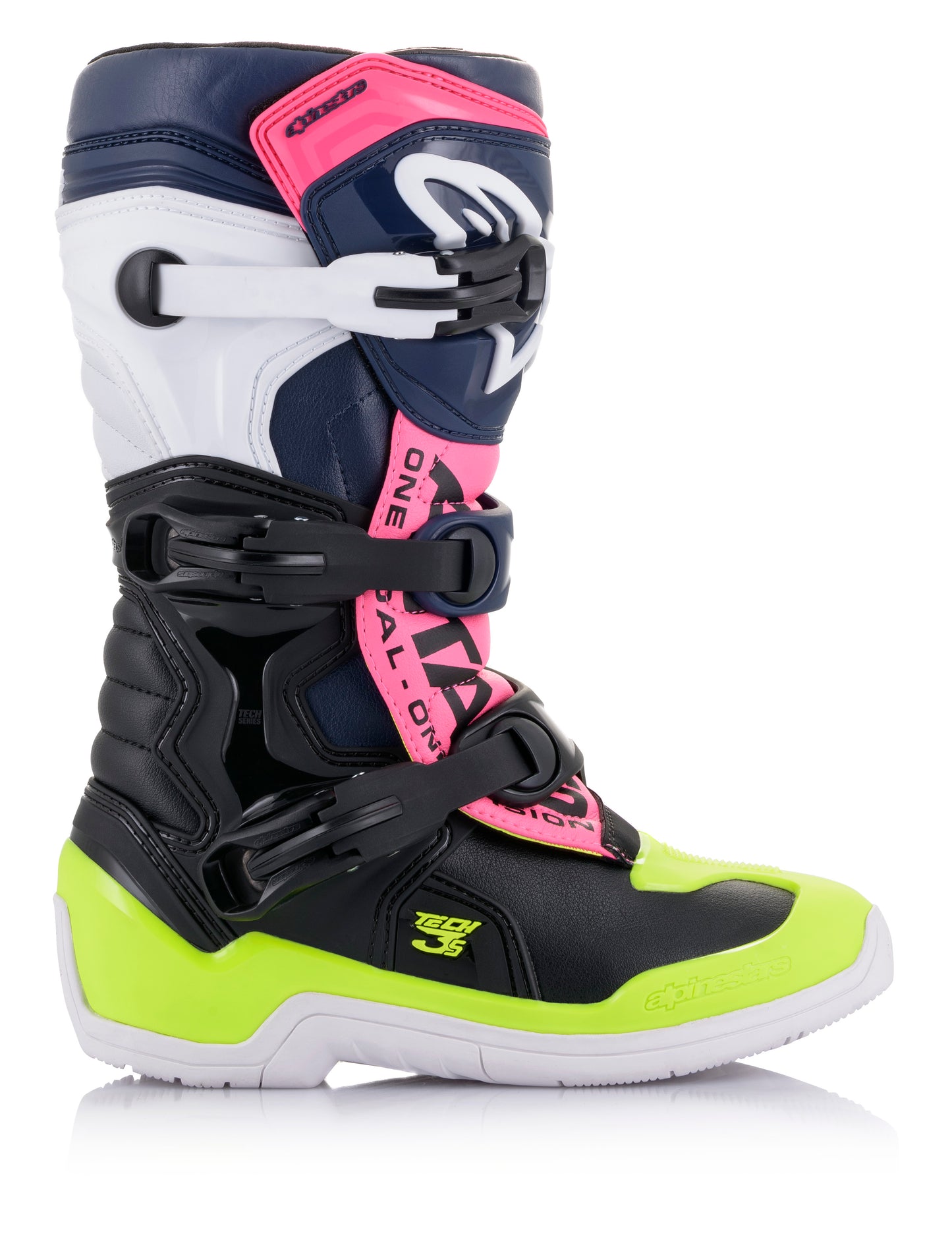 Tech 3s Youth Boots Black/ Dark Blue/Pink Fluo Sz 08