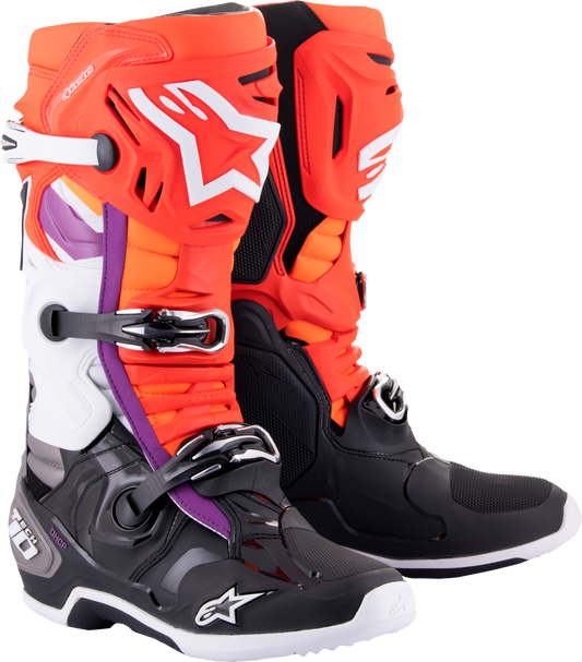Tech 10 Boots Blk/Flo Red/Flo Org/Wht Sz 8