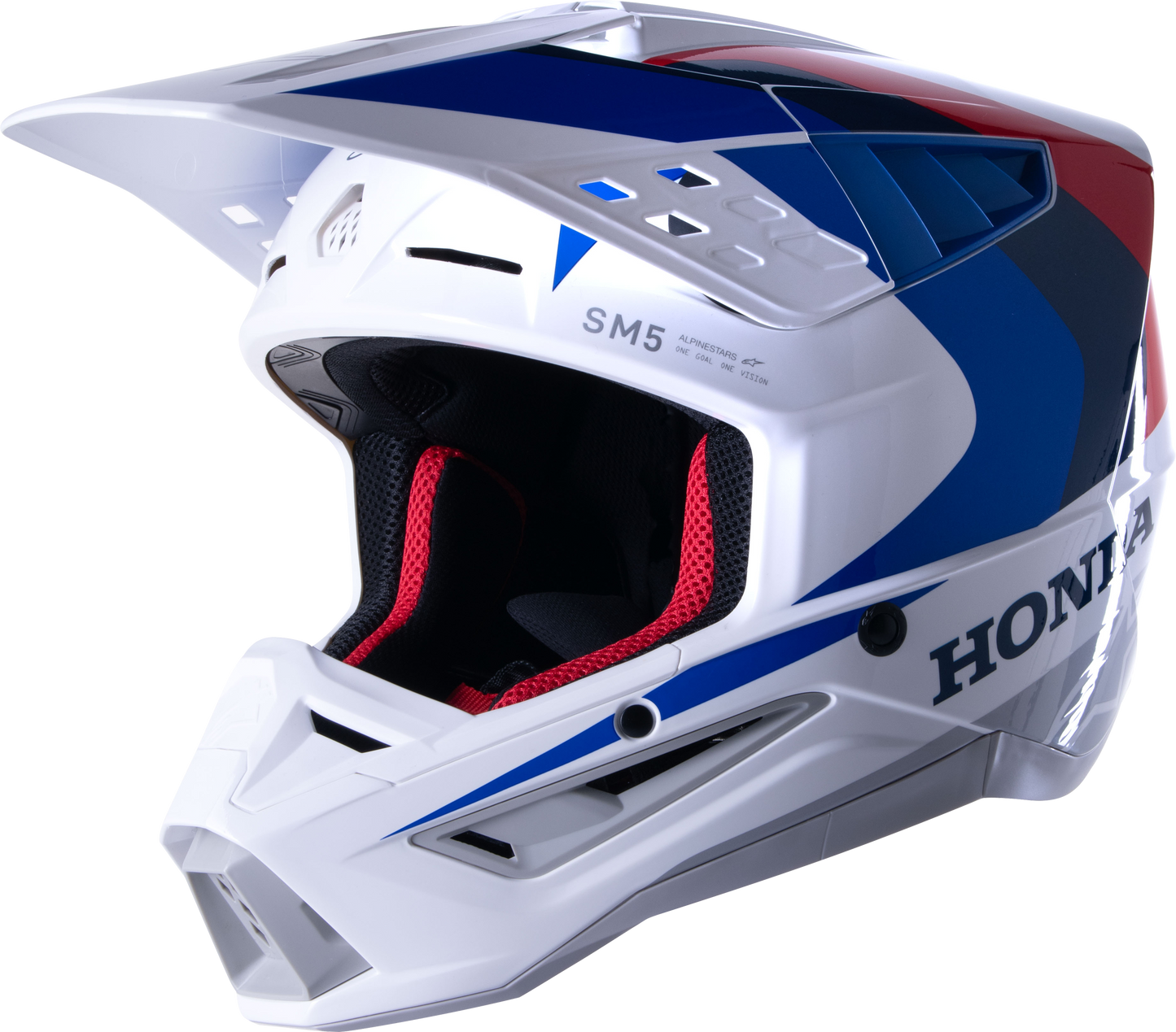 Honda S M5 Helmet White/Blue/Red Glossy Md