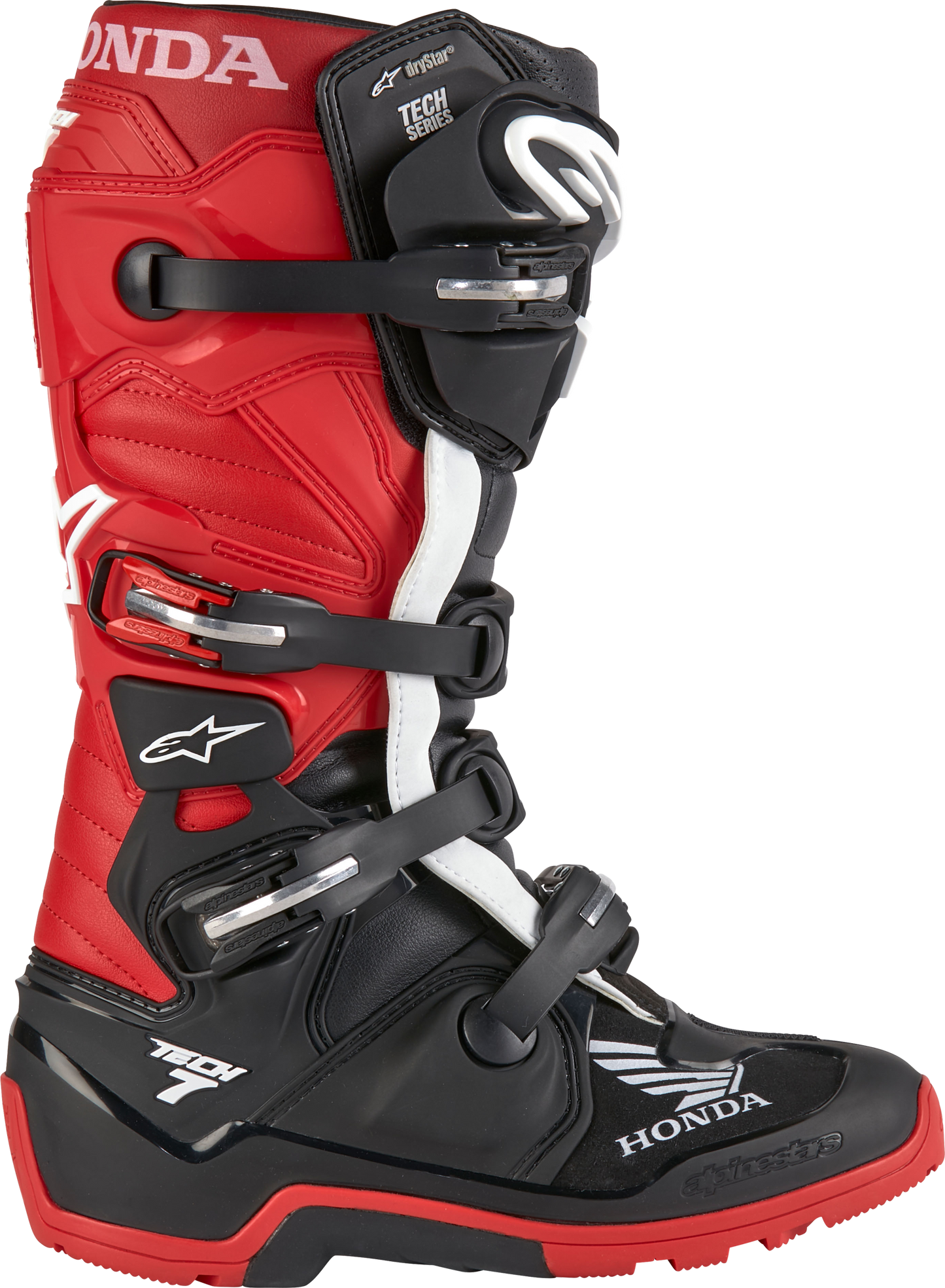 Honda Tech 7 Enduro Drystar Black/Bright Red Sz 5